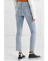 Mother Dazzler Cropped Distressed High Rise Skinny Leg Jeans