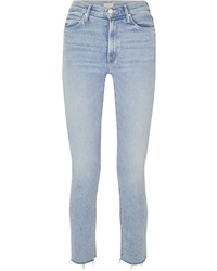Mother Dazzler Cropped Distressed High Rise Skinny Leg Jeans