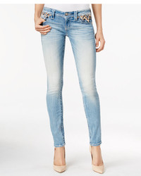 Miss Me Embroidered Light Wash Skinny Jeans