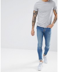 Hoxton Denim Extreme Skinny Jeans In Mid Wash Blue