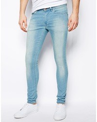 Asos Extreme Super Skinny Jeans In Light Wash Blue