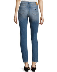 Armani Jeans High Waist Vintage Wash Skinny Jeans Blue