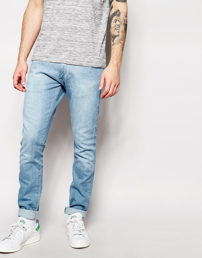 class natural Go to the circuit Wrangler Jeans Bryson Skinny Fit The Angler Light Wash, $111 | Asos |  Lookastic