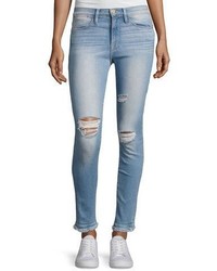 Frame Le High Skinny Double Raw Edge Jeans Blue