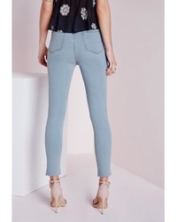 Missguided Edie Light Blue High Waisted Ankle Grazer Skinny Jeans