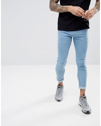Hoxton Denim Muscle Fit Cropped Jeans In Light Wash