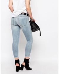 Noisy May Petite Eve Light Wash Ankle Jeans With Zip Detail