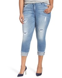 KUT from the Kloth Plus Size Connie Frayed Hem Crop Skinny Jeans