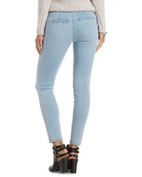 Charlotte Russe Refuge Light Wash Skinny Jeans With Zipper Pockets