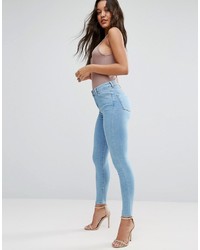 Asos Ridley High Waist Skinny Jeans In Anais Pretty Mid Wash