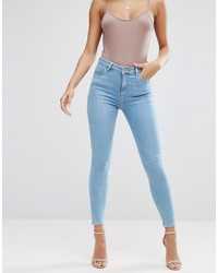 Asos Ridley High Waist Skinny Jeans In Anais Pretty Mid Wash