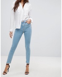 ASOS DESIGN Ridley High Waist Skinny Jeans In Bright Light Stone Wash
