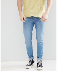 Saints Row Skinny Fit Jeans In Mid Blue