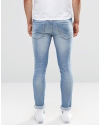 Selected Skinny Fit Stretch Jeans In Medium Blue Denim