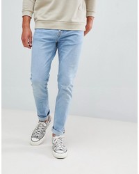 Bershka Skinny Jeans In Light Blue