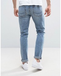 Asos Skinny Jeans With Rips In Light Wash