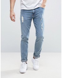 Asos Skinny Jeans With Rips In Light Wash