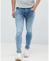 Saints Row Super Skinny Jeans In Acid Wash Blue