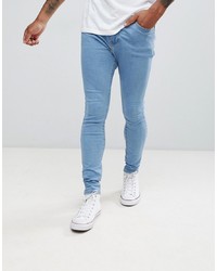 Bershka Super Skinny Jeans In Light Blue