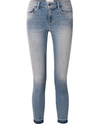 Current/Elliott The Stiletto Cropped Distressed Mid Rise Skinny Jeans
