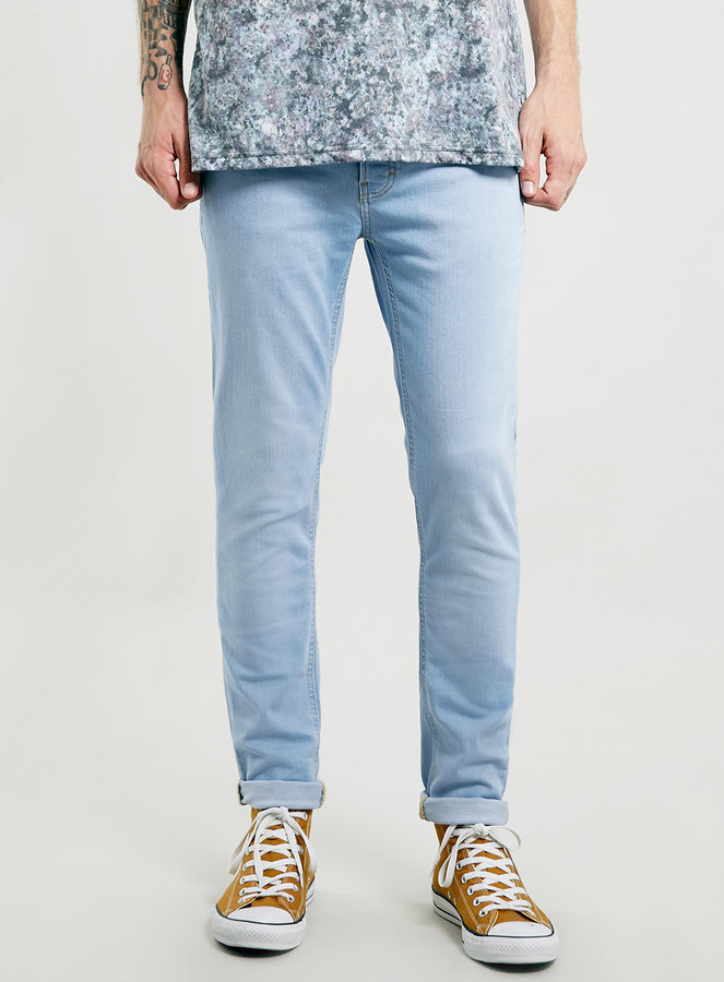 blue stretch skinny jeans