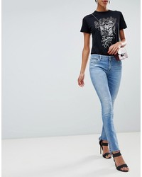 Replay Well Fitted Cropped Bootcut Mid Wash Blue