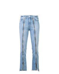 Mother Zip Detail Cropped Jeans