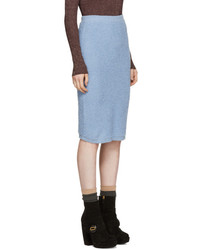 Prada Blue Alpaca Boucl Skirt