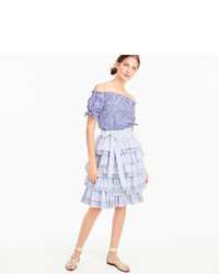 J.Crew Collection Tiered Ruffle Skirt With Tie Waist