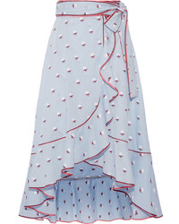 Marc Jacobs Ruffled Fil Coup Cotton Wrap Skirt Sky Blue
