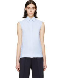 Paco Rabanne Blue Sleeveless Oxford Shirt