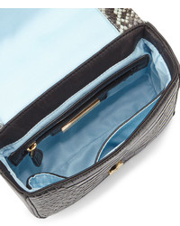 Cynthia Rowley Gemma Embossed Leather Crossbody Bag Ice Blue Snake