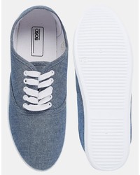 Asos Brand Oxford Sneakers In Blue Chambray