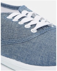 Asos Brand Oxford Sneakers In Blue Chambray