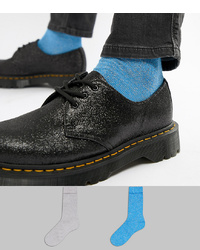 ASOS DESIGN Ankle Socks In Glitter Silver Blue 2 Pack
