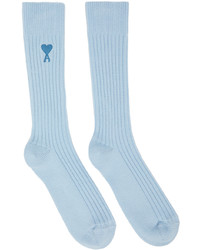 AMI Alexandre Mattiussi Blue Ami De Cur Plain Socks