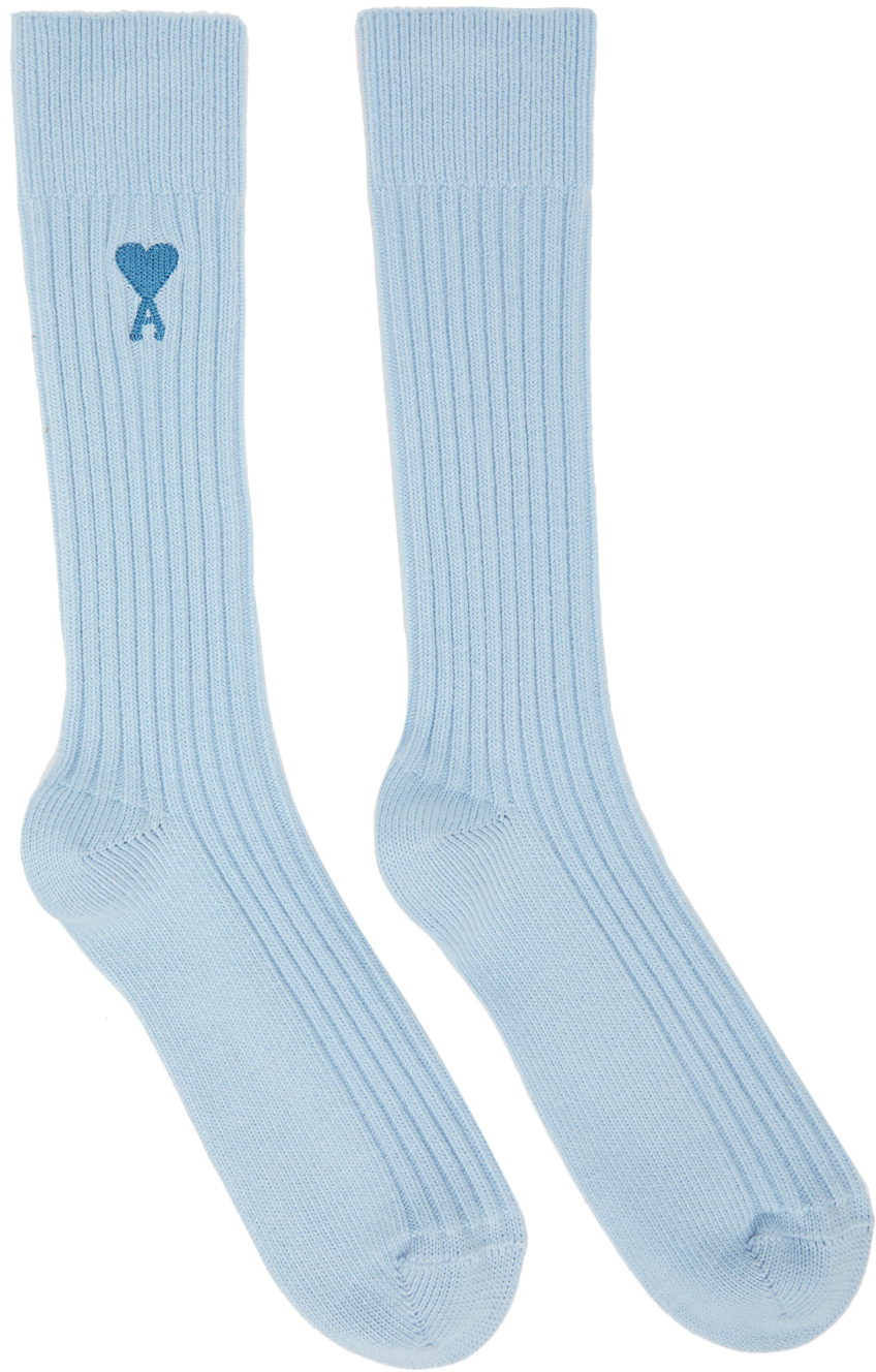 AMI Alexandre Mattiussi Blue Ami De Cur Plain Socks, $50 | SSENSE ...