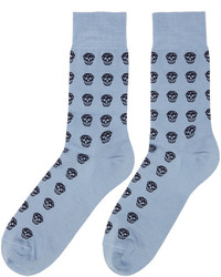 Alexander McQueen Blue Short Skull Socks