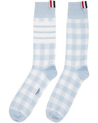 Thom Browne Blue White Gingham Jacquard 4 Bar Socks