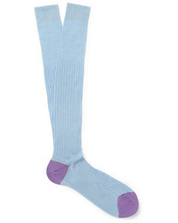 Bresciani Ribbed Knee Length Fine Cotton Socks