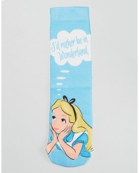 Asos Disney Alice I Would Rather Be In Wonderland Ankle Socks