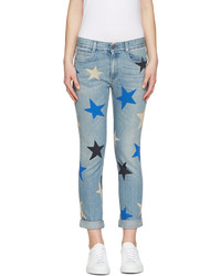 Light Blue Star Print Boyfriend Jeans