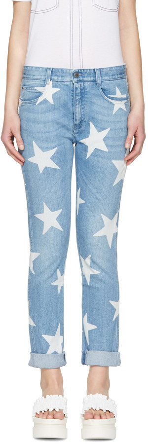 Stella McCartney Blue Boyfriend Stars Jeans, $465 | SSENSE | Lookastic