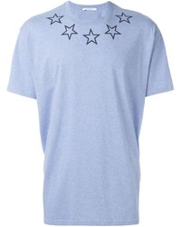 Light Blue Star Print Crew-neck T-shirt