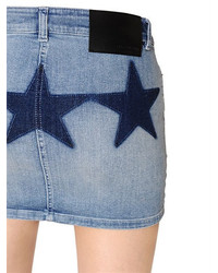 Givenchy Cotton Denim Mini Skirt W Stars