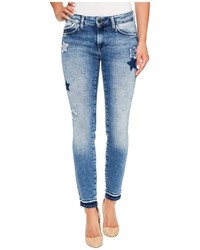 Mavi Jeans Adriana Mid Rise Super Skinny Ankle In Patchoff Star Blocking Jeans