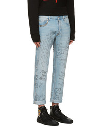 Gucci Blue Studded Scribble Jeans