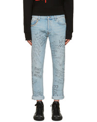 Gucci Blue Studded Scribble Jeans