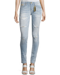 Robin's Jeans Marilyn Distressed Studded Denim Jeans Light Blue