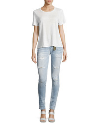 Robin's Jeans Marilyn Distressed Studded Denim Jeans Light Blue